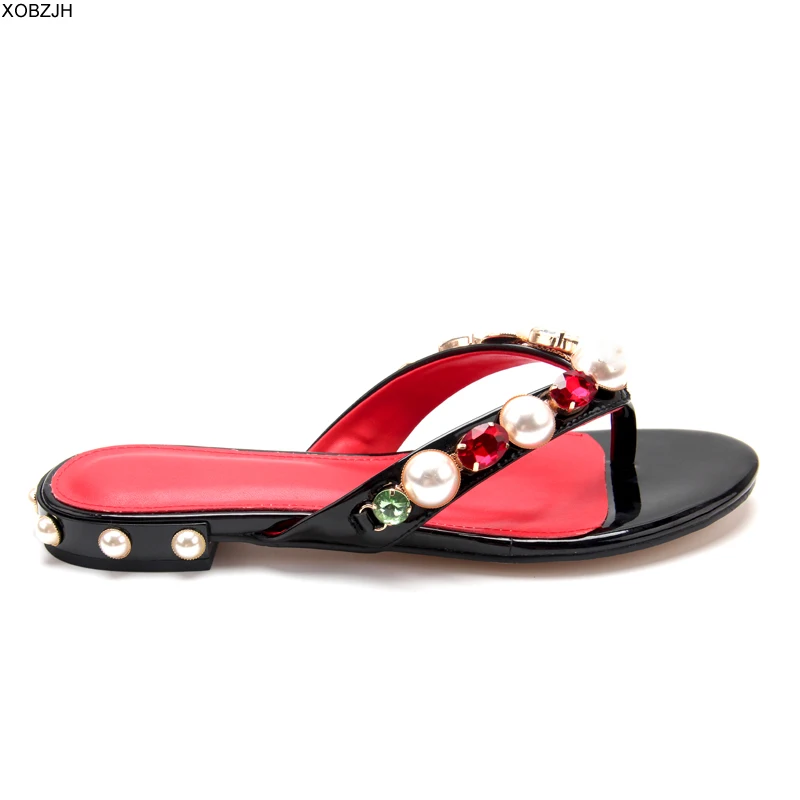 Сандалии женские на плоской подошве роскошные брендовые шлепанцы без застежки