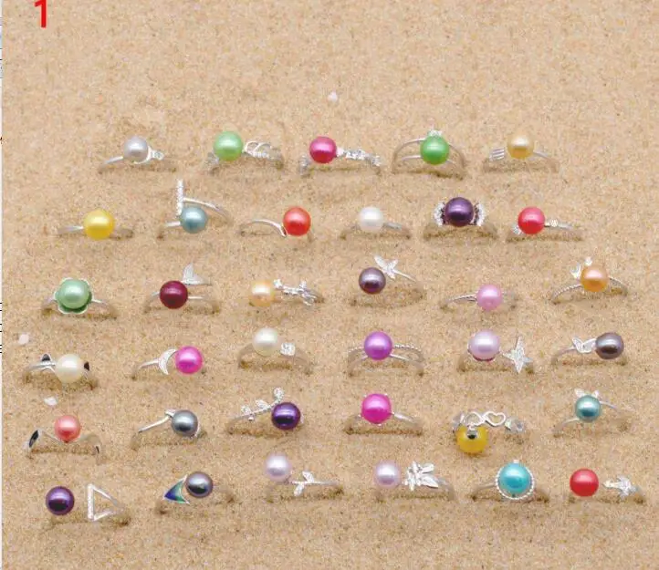 Кольца с жемчугом 925 SS серебряные кольца пресноводным регулируемый размер