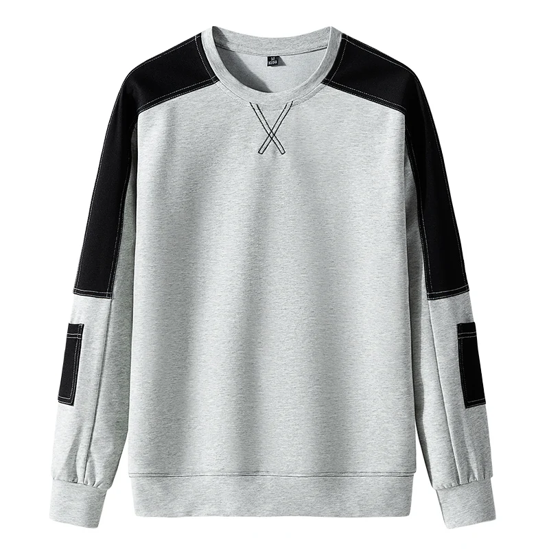 

2020 spring new youth sweater men's round neck pullover long sleeve cotton color matching