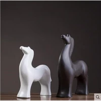 creative european style black and white ceramic horse crafts decorations home office restaurant bar desktop decorations