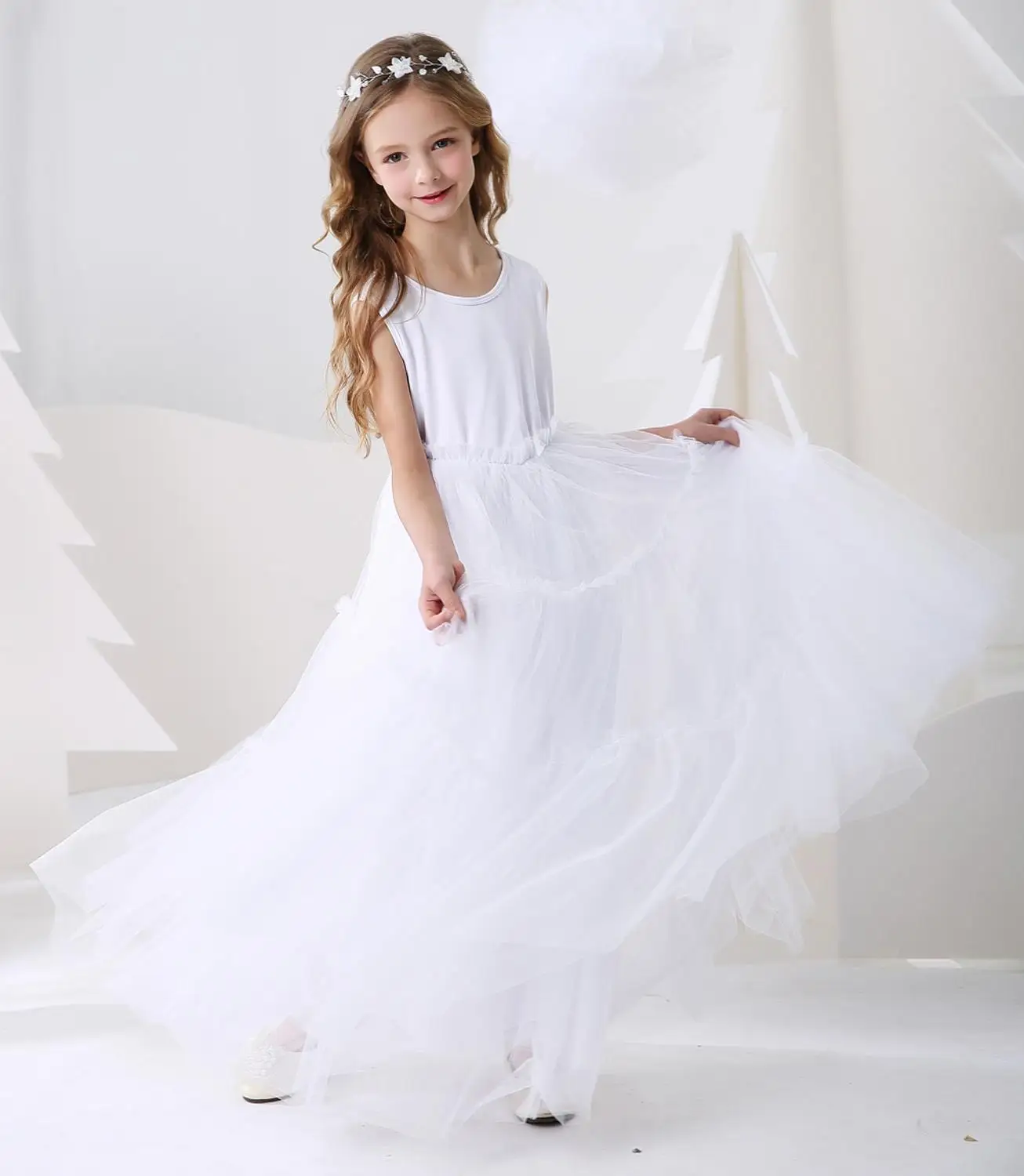 Цветочное Многоярусное Тюлевое платье принцессы Twirling хлопковые платья макси