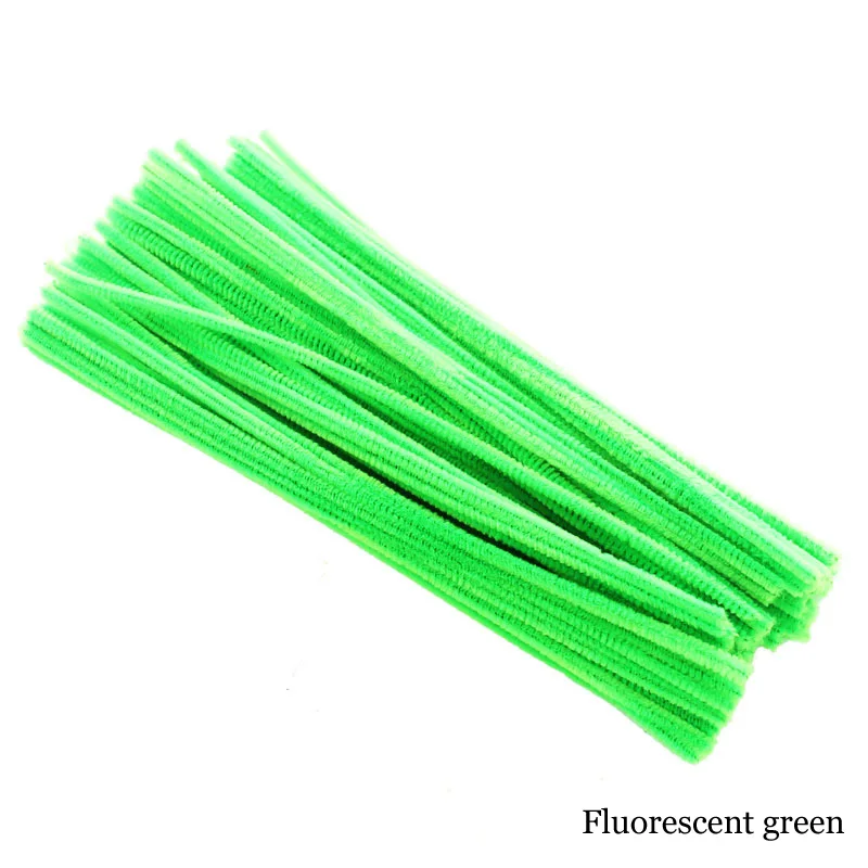 fluorescent green Для детей и взрослых, для детей, для детей, красочные трубы, искусственные цветы, шенилловые стебли, плюшевая обучающая игрушка, руководство - Цвет: fluorescent green
