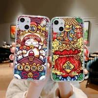 chinese style rich phone case transparent for iphone 13 12 11 mini pro max x xr xs 7 8 6 6s plus se