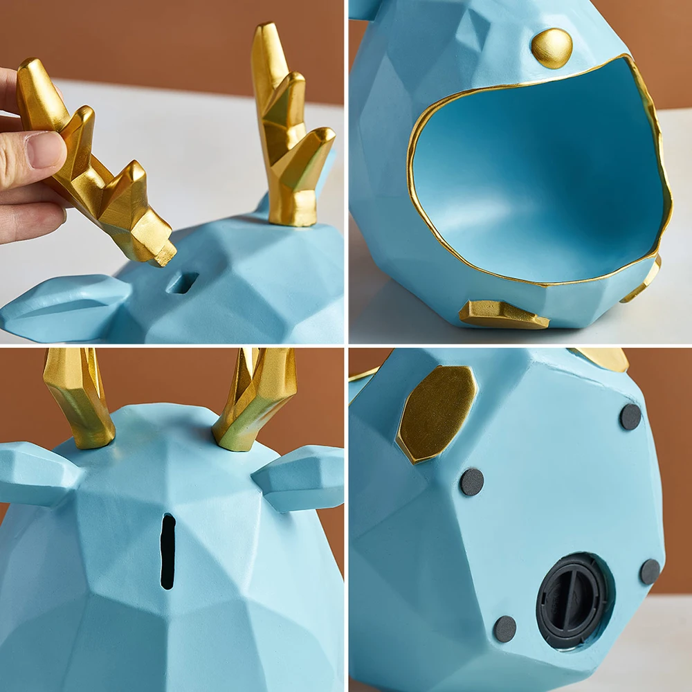 

Resin Elk Deer Statue Home Decoration Accessories Artware Sculpture Abstract Decor Jewelry Storage Box Office Desktop Decoration
