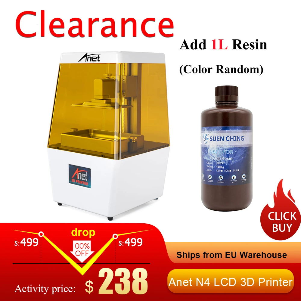 3D принтер Anet N4 с ЖК дисплеем уникальный сотовый наполнитель экономичный печатный