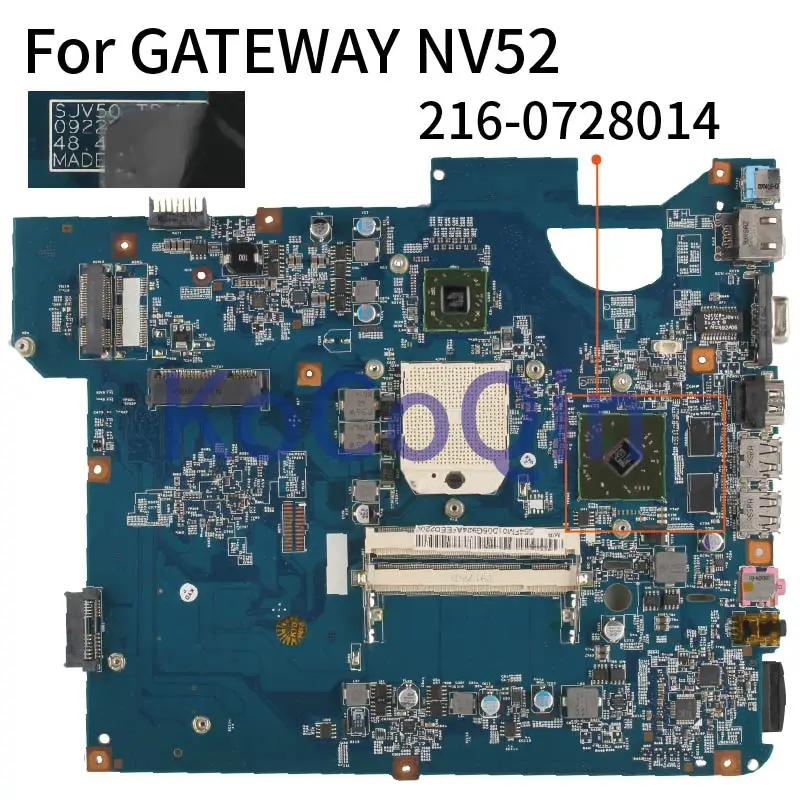 Placa-mãe do Portátil para Gateway Kocoqin Mainboard 216-0728014 Ddr2 Nv52 09228-sb Amd