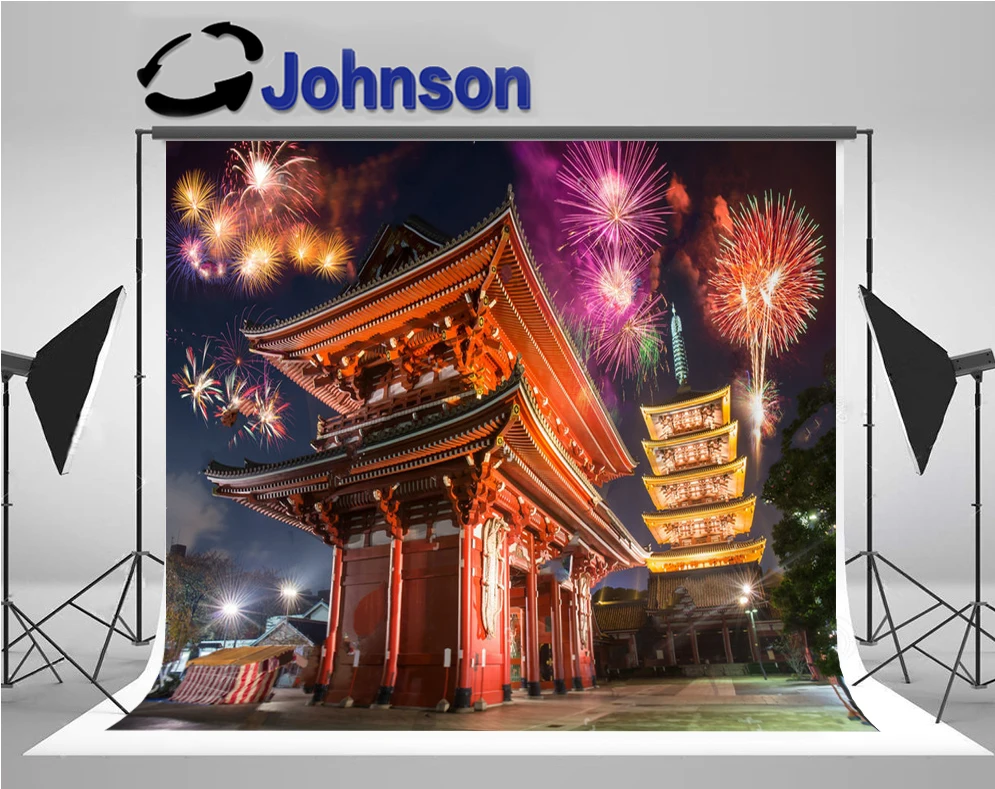 

Colorful Firework Sensoji Temple Tokyo Japan Celebrate Night Sky photography backgrounds Computer print scenic backdrops