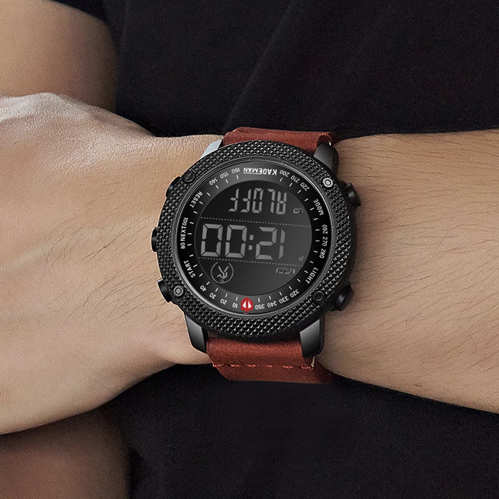 KADEMAN 2020 Роскошные спортивные мужские часы счетчик шагов LCD Цифровые 3ATM Модные