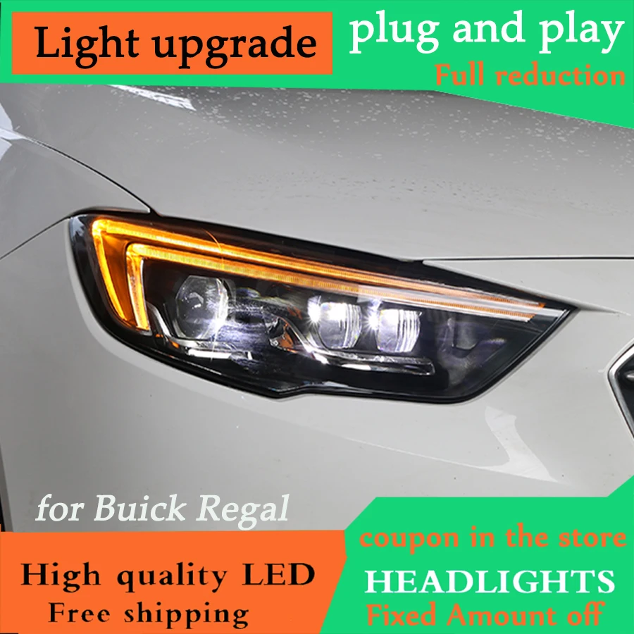 DY_L Автомобиль Стайлинг корпус передней фары для Buick Регал 2017 2018 2019 светодиодный DRL