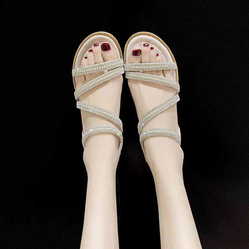 

Clogs With Heel Comfort Shoes for Women Clear Sandals 2021 Summer Med Suit Female Beige Thick Flat New Elastic Band Girls Mediu