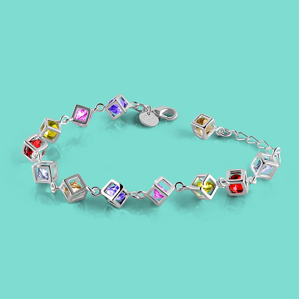 Новые женские 925 стерлингового серебра браслет в богемном стиле Стиль Цветной