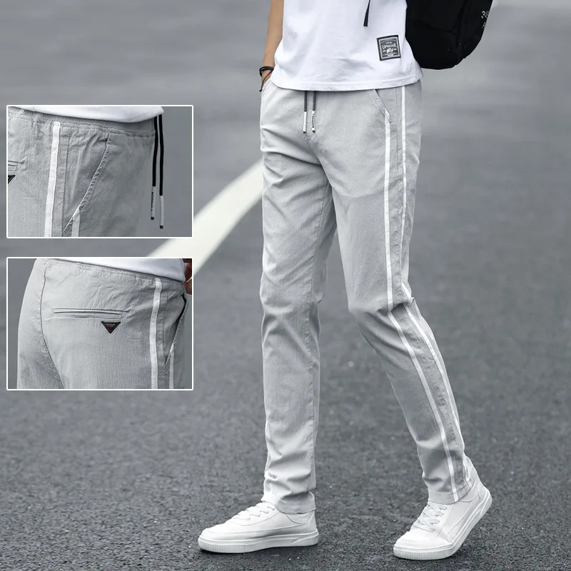 

Casual Pants Men 2021 Spring Summer New Thin Straight Loose Cotton Youth Sweatpants Trend Korean Tooling Trousers Men's Clothing