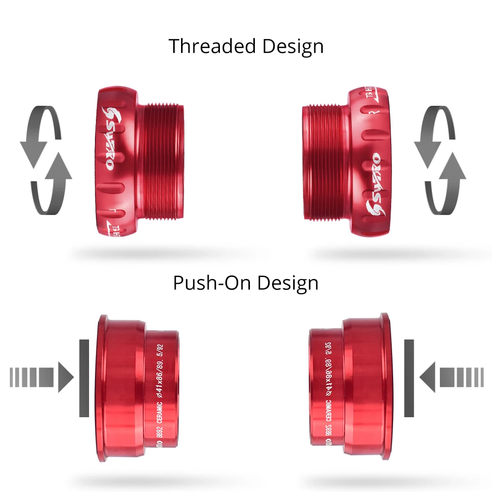 SWTXO BB91 BB92 Ceramic Bearing Bottom Bracket Sealed Bearing Thread/Press-in for Shimano SRAM 24-22mm MTB Road Bike Cranksets