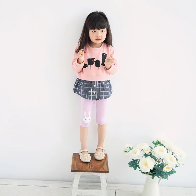 Летние детские леггинсы для девочек штаны брюки с кроликом из модифицированного