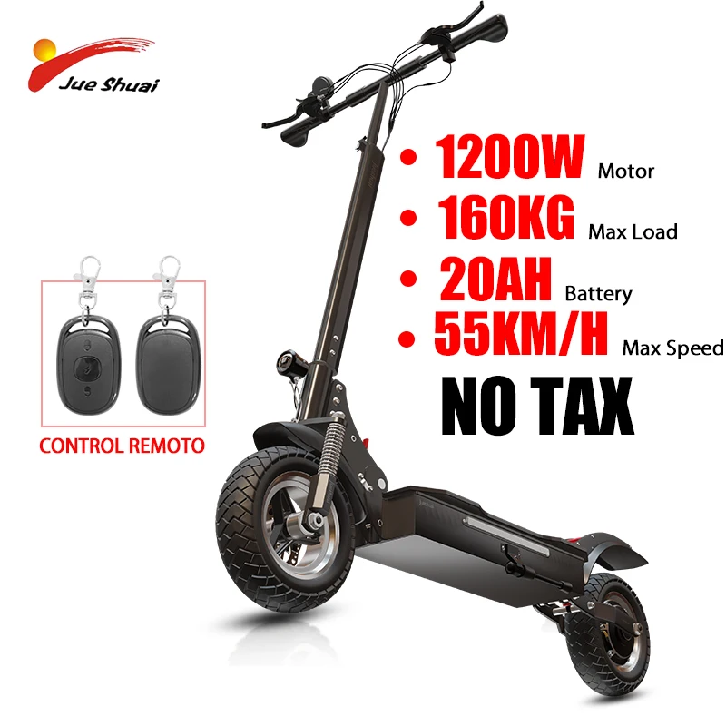 

55km/h Foldable Electric Scooter Adult 10 Inch Off-road Tire 1200W Powerful e scooters with Seat patinete elétrico Remote Key