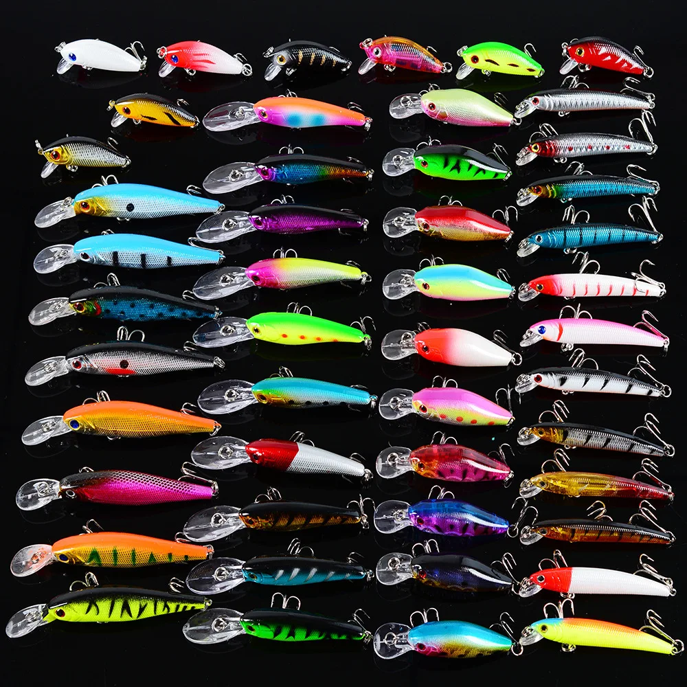 

48pc Lures Bait Minnow Set 5 Styles 48 Colors Popper Rock Little Fat Man Direct Sales Full-size Minnow Bait Sea Fishing