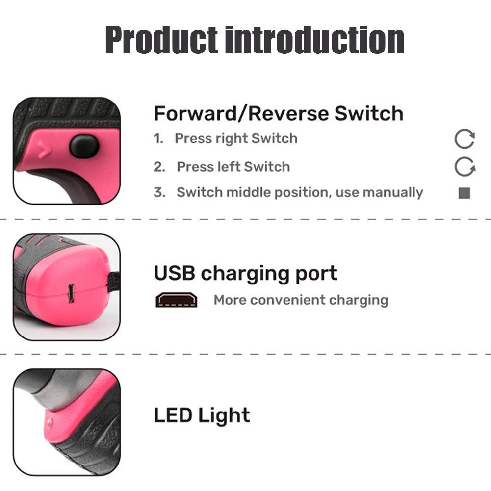 

35PCS Electric Screwdriver Home Tool Kit USB Rechargeable Pink Hand Tool Bits Pliers Hammer For Household Repair Screwdriver Set