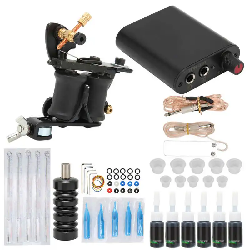 

Tattoo Machine Kit Complete Tattoo Supply Safe Hygienic Adjustable Needle Lenghth with Tattoo Handle for Tattoo Shop