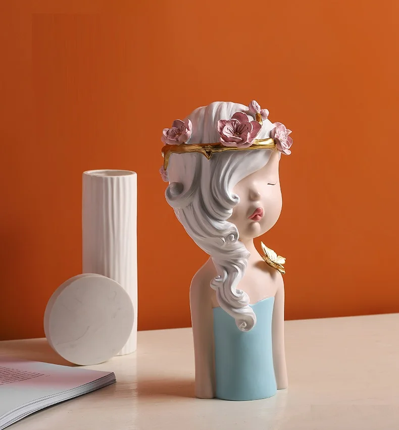 

2021 New Nordic Creative Cute Girls Art Sculpture Interested Woman Figurine Resin Crafts Decor For Home Wedding Gift