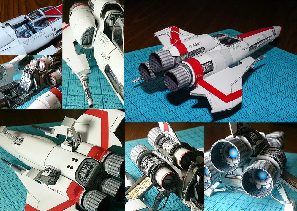 Battlestar Galactica Vipers 2 hao Viper Mk2 Бумажная модель DIY Ручная работа необычная игрушка набор