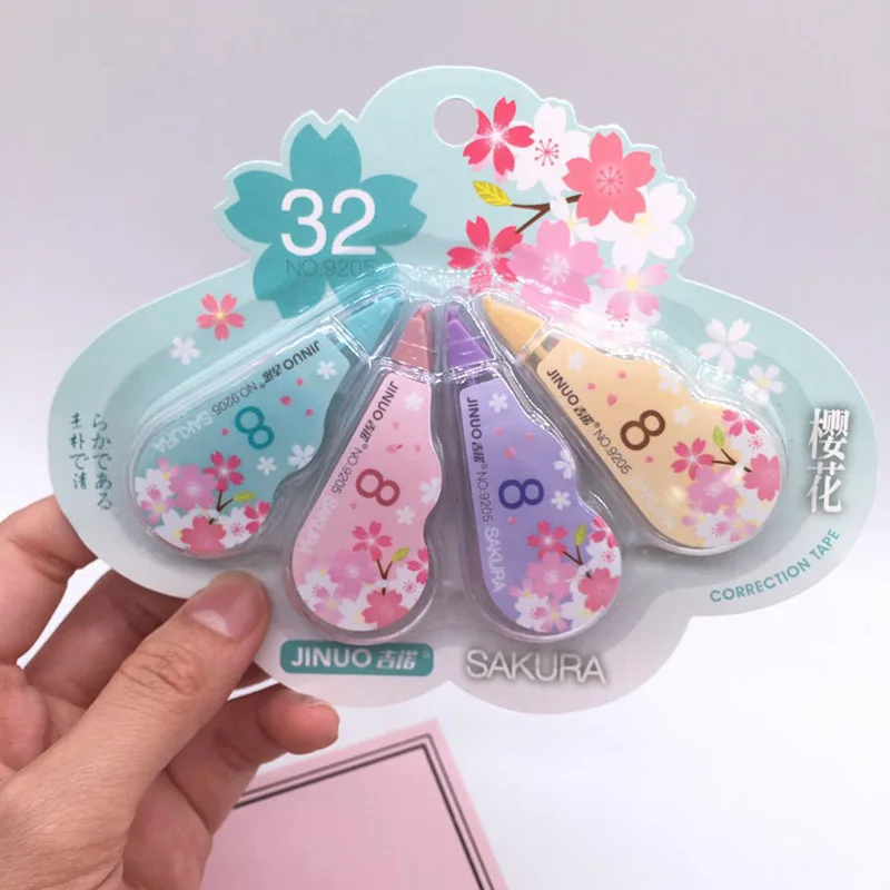 4 шт./компл. 5 мм * 3 м Kawaii вишневая Корректирующая лента милые ленты с рисунком