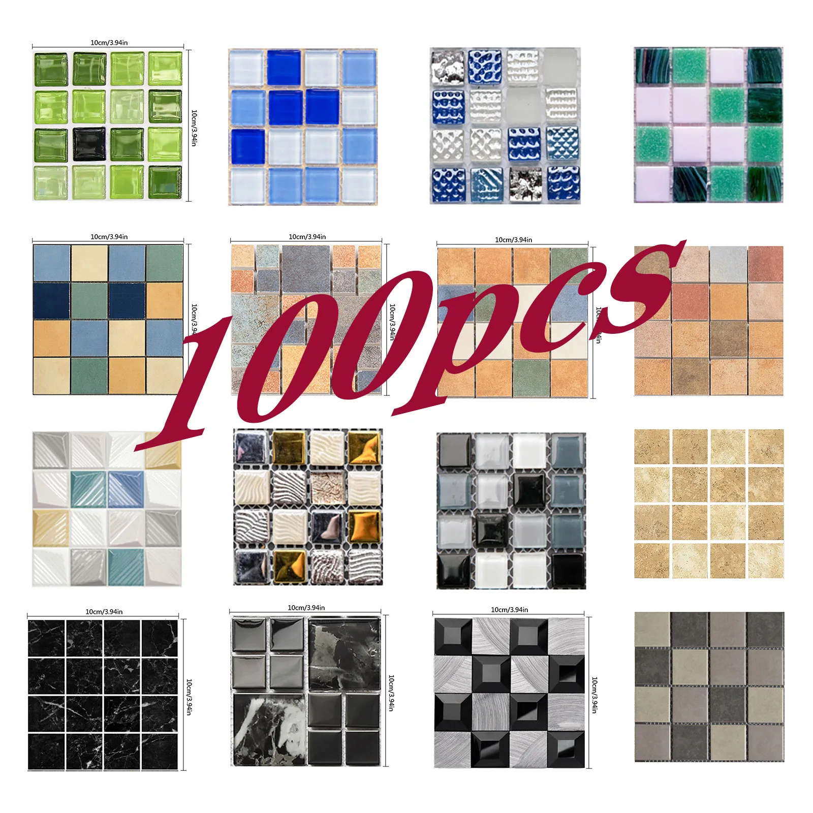 Водонепроницаемые самоклеящиеся 3D-наклейки на стену с кристаллами 100 шт. для