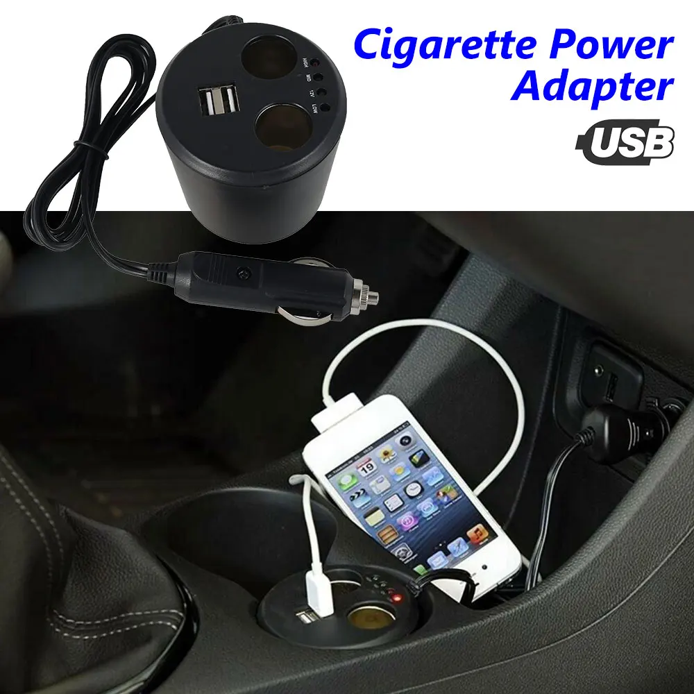 Разветвитель Прикуривателя с 2 розетками адаптер питания автомобильное зарядное