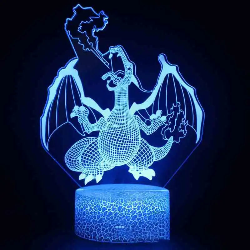 

Pokemon Pikachu Charizard Anime Figures 3D Led Night Light Color Changing Model Action Logo Lampara Collection Brinquedos Figma