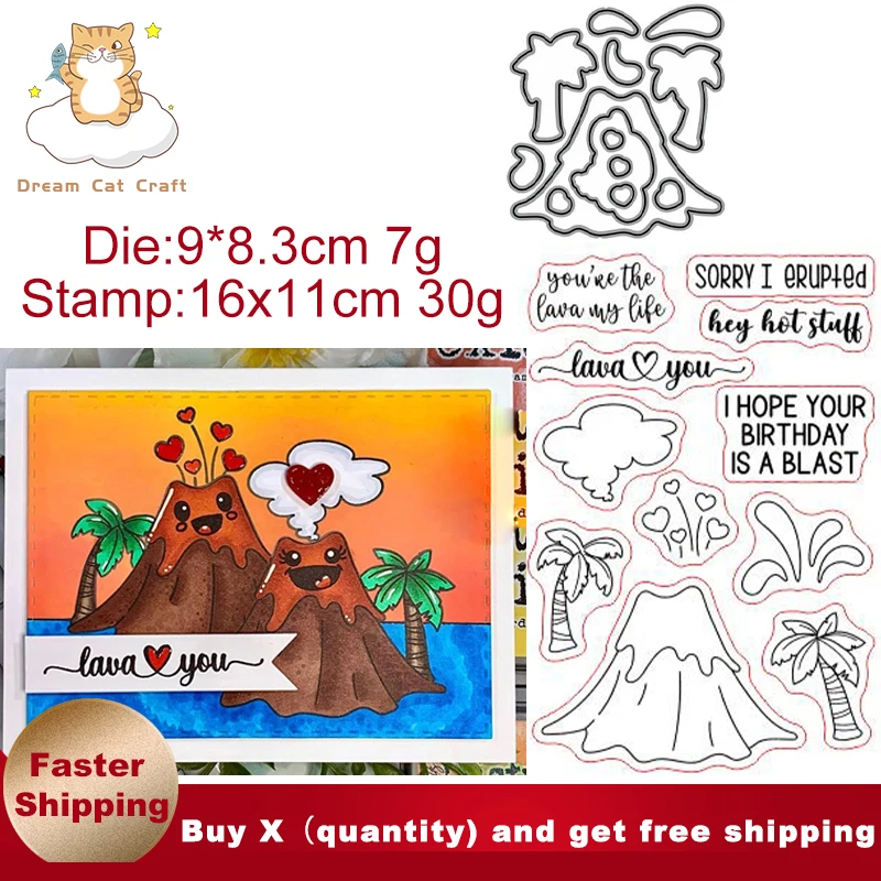 

Love You Volcano Blast Clear Stamps and Cutting Dies New Arrivals 2021 New Diy Dies Scrapbook Album Embossed Craft Cut Dies