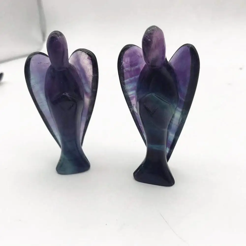 

Natural soul free angel carving home study crafts, handmade fluorite, spiritual chakra healing crystal Halloween gifts
