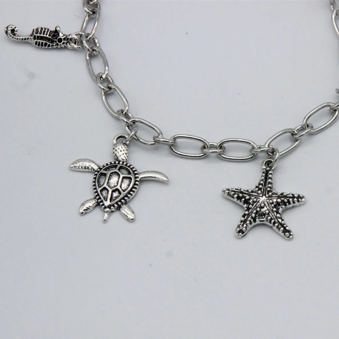 

European and American fashion retro creative ethnic style foot ornaments Bohemia diy starfish seahorse tortoise anklet alloy jew