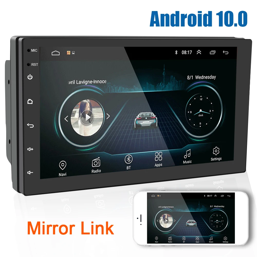 android 10 0 car radio multimedia video player gps navigation 2 din bluetooth wifi 7 hd touch screen multimedia video player free global shipping