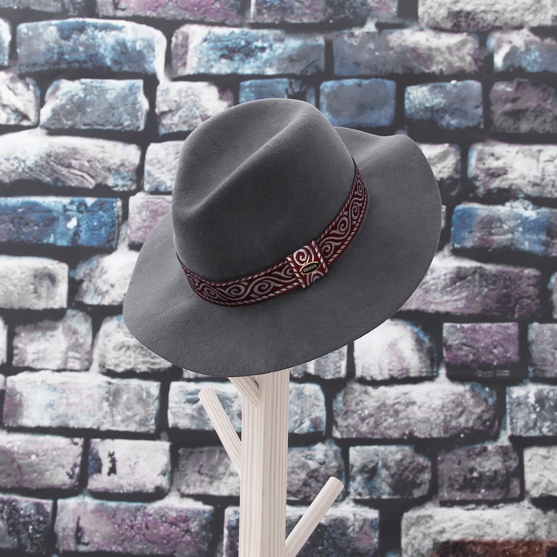 GEMVIE с широкими полями, шерсть, женская шляпа, Fedora, зимняя фетровая шапочка, полосатая, этническая группа, осенняя, джазовая шапка