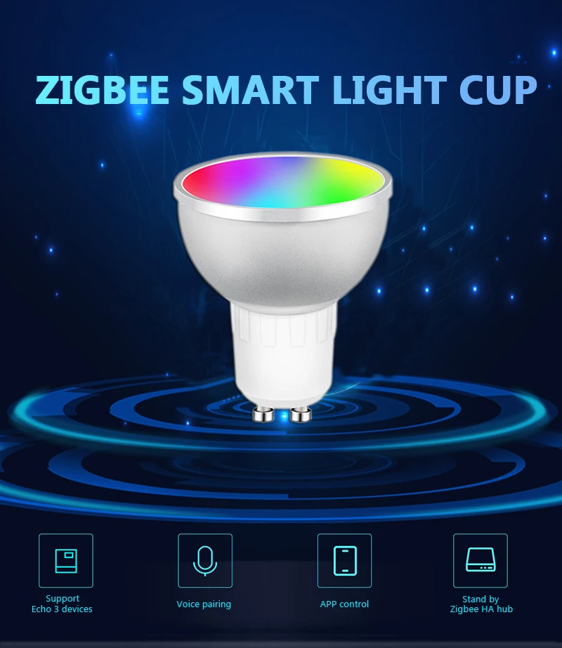 Умная Светодиодная лампа Tuya GU10 Zigbee 3 0 5 Вт RGBCW светильник работает с Alexa Echo Plus Google