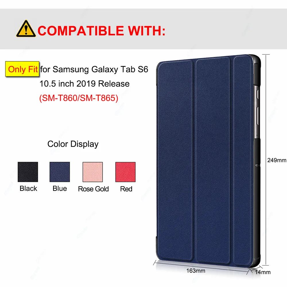 Чехол Funda Smart для Samsung Galaxy Tab S6 10 5 чехол планшета из искусственной кожи подставка SM