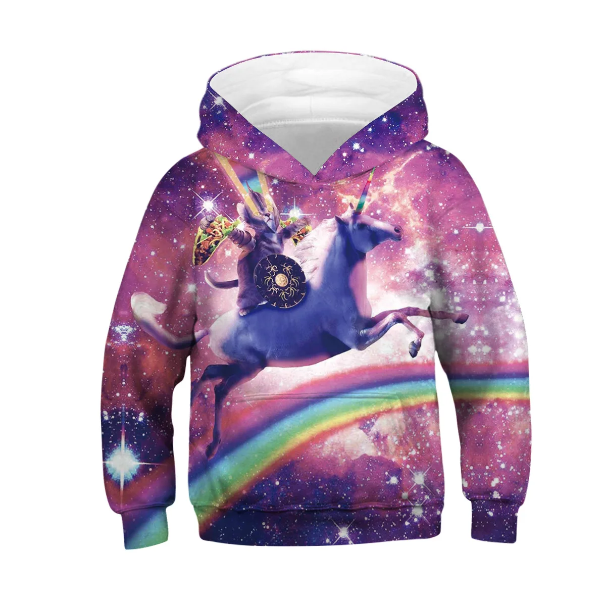 XT306-Purple Kids Hoodies Teen Girls Boys Clothes Wolf Fox Lion King 3D Animal Digital Print Children Sweatshirt Long Sleeve Hooded Girl Tops - Цвет: XT306-Purple