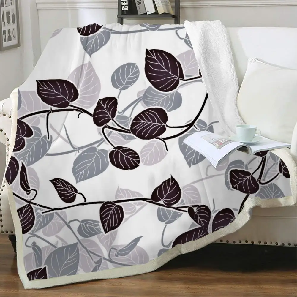 

NKNK Brank Flowers Blankets Leaves Plush Throw Blanket Art 3D Print Retro Thin Quilt Sherpa Blanket Fashion Premium Polyester