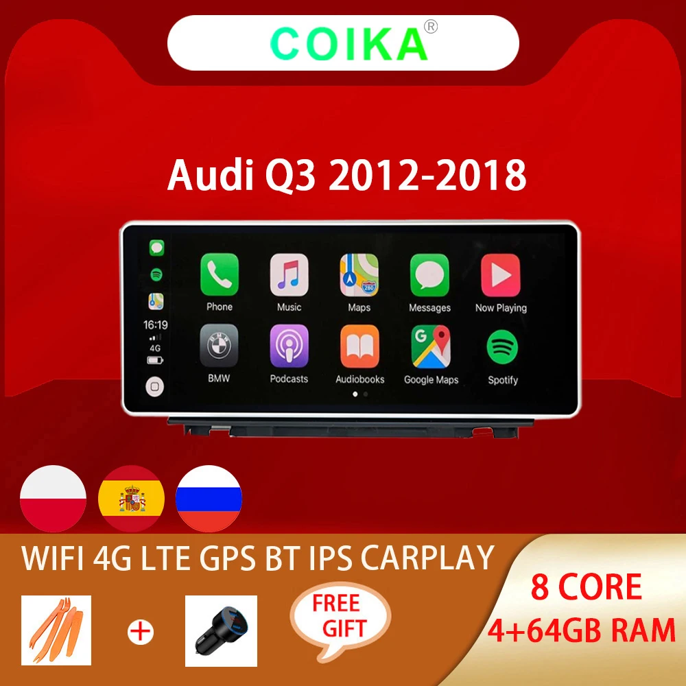 8 Core Android 10 Системы автомобиля Мультимедиа Стерео для Audi Q3 Google WI FI 4G сим карты 4 + 64