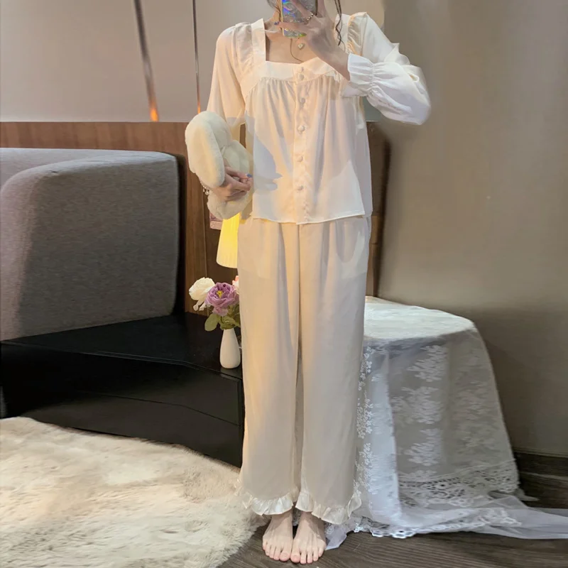 Ночная рубашка с длинным рукавом женская одежда новинка 2021 сетчатая красная