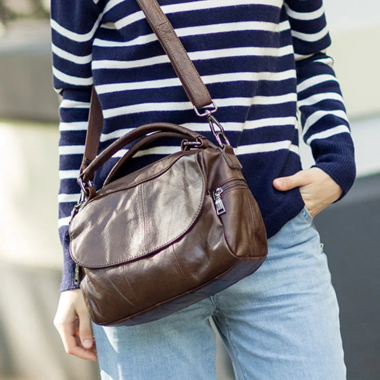 2022 Women Handbags Genuine Leather Female Real Leather Shoulder Bags Versatile Solid Large Capacity Ladies Tote Crossbody Bag