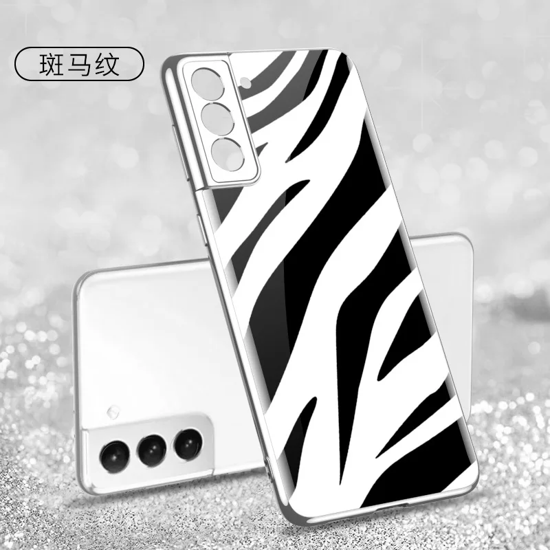 

Luxury Case for Samsung S21 Cover Retro Painted Tempered Glass Cover All-inclusive Shockproof Shell for Galaxy S21 Ultral Case