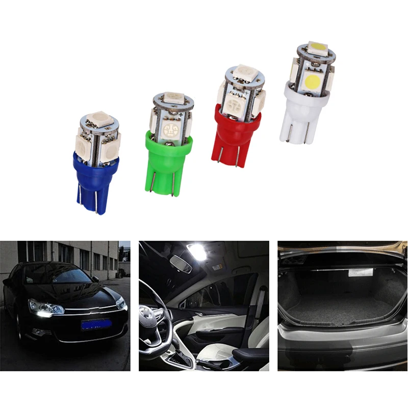 10 шт. Универсальные Автомобильные светодиодные внутренние фонари T10 5 SMD 5050
