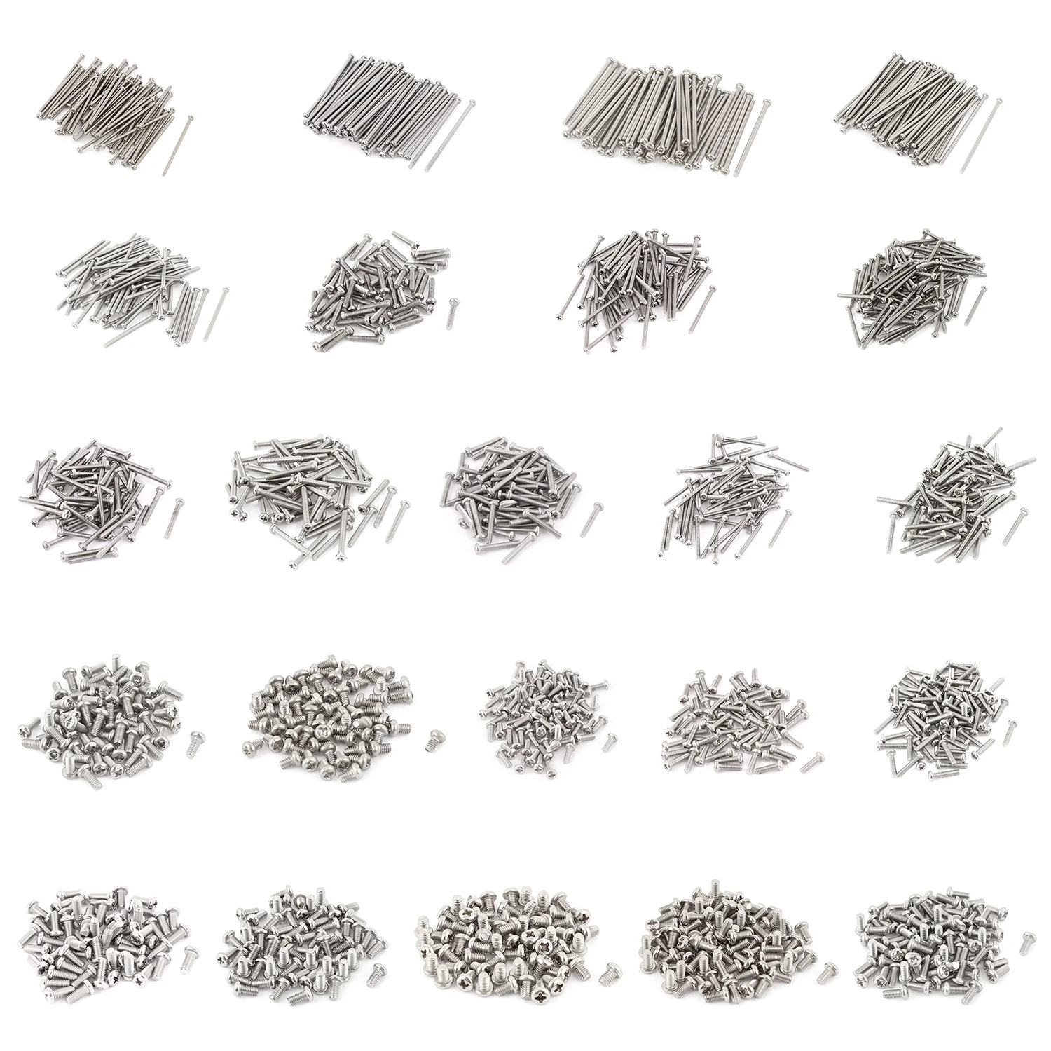 

60 x Silver Tone 304 Stainless Steel Round Head Screws Bolt