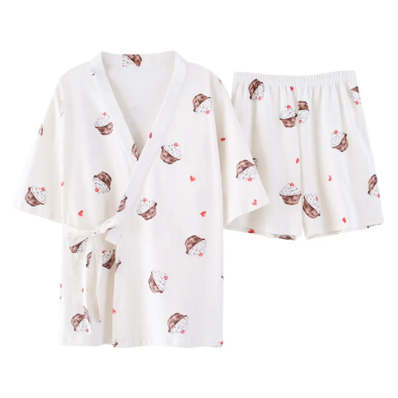 

KISBINI Summer Pajamas Set For Women 100% Cotton Female Sleepwear Homewear Japanese Style Print Short Sleeve Women Pyjamas Set