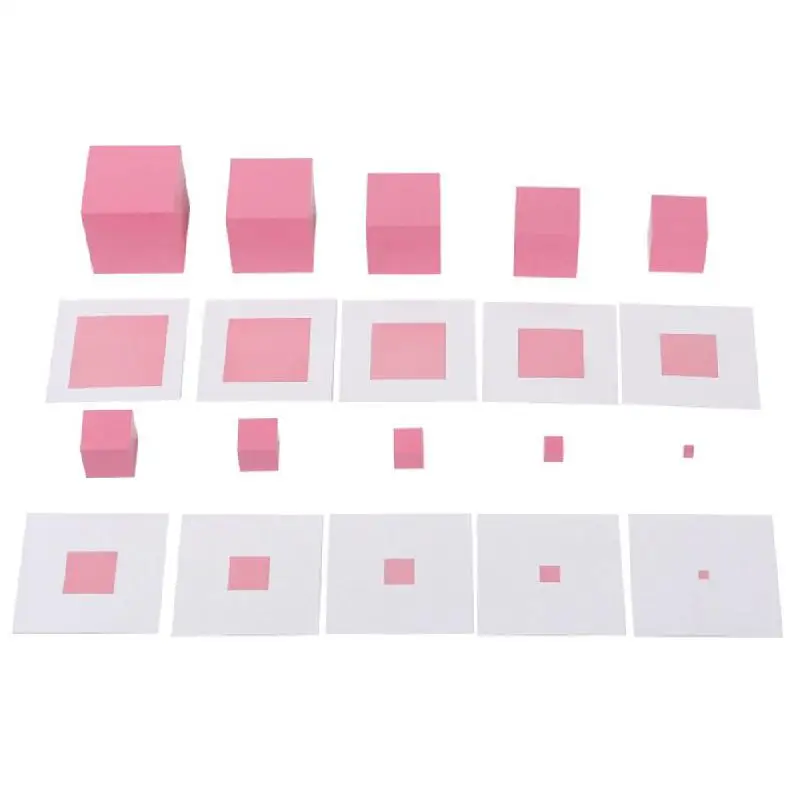 Juguetes matem&aacute;ticos Montessori de madera para ni&ntilde;os, torre rosa, cubo s&oacute;lido, inteligencia Montessori, juguete educativo para ni&ntilde;os en edad preescolar temprana-5