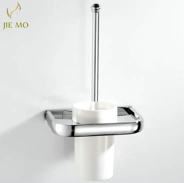 Хромированный латунный держатель для туалетной щетки с керамической чашкой