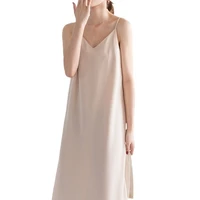sexy strap backless satin dress loose dresses spring summer sleeveless chiffon slip dress solid baggy clothing for women