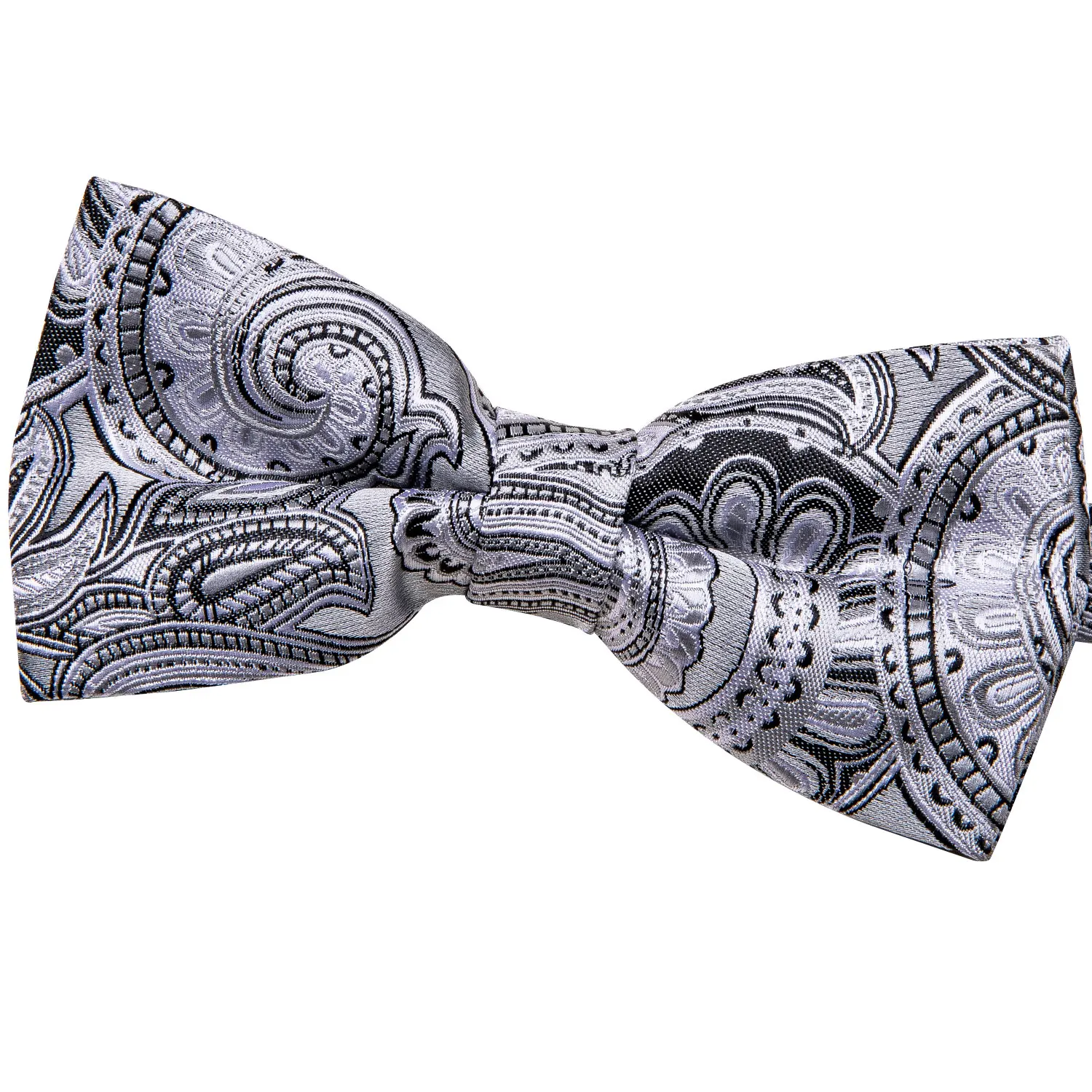 Мужской серебряный галстук-бабочка набор Цветочный серый пояс с регулируемой