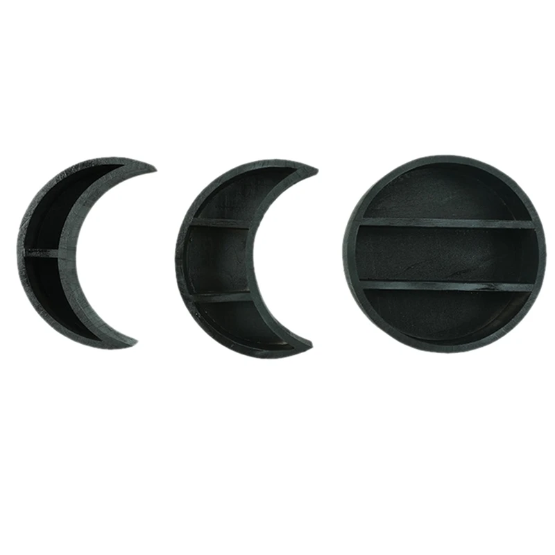 

1Set Storage Shelf Rustic Wooden Moon Shape Living Room Kitchen Floating Wall Mounted Hanging Home Decor Space Saving