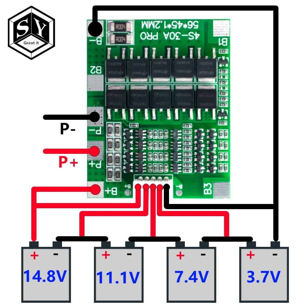 1PCS  New Arrival 4S 30A 14.8V Li-ion Lithium 18650 Battery BMS Packs PCB Protection Board Balance Integrated Circuits